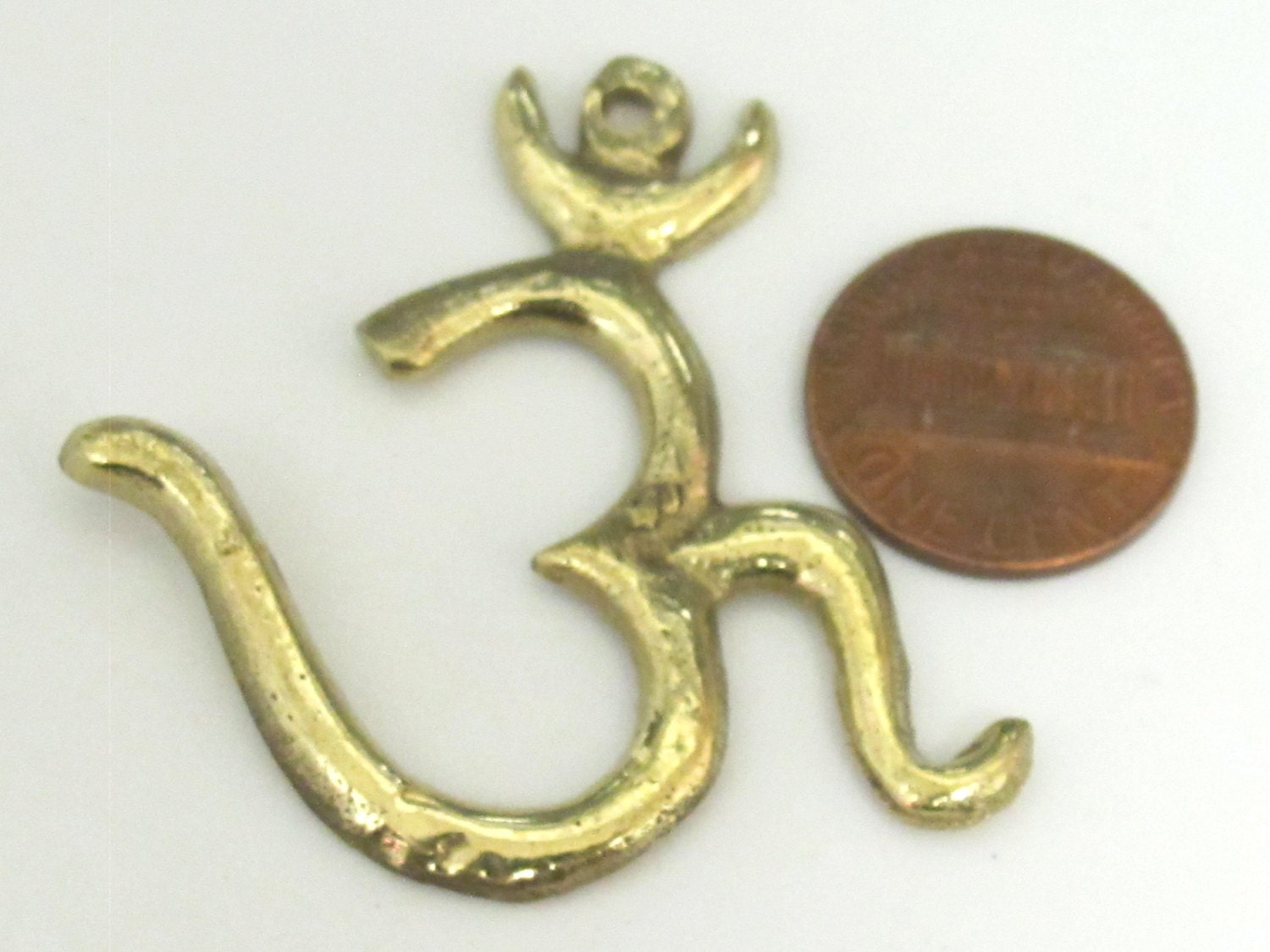 Large size Tibetan brass Om pendant - CP022