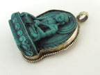 Meditating Green Buddha Tibetan pendant from Nepal -PS003A