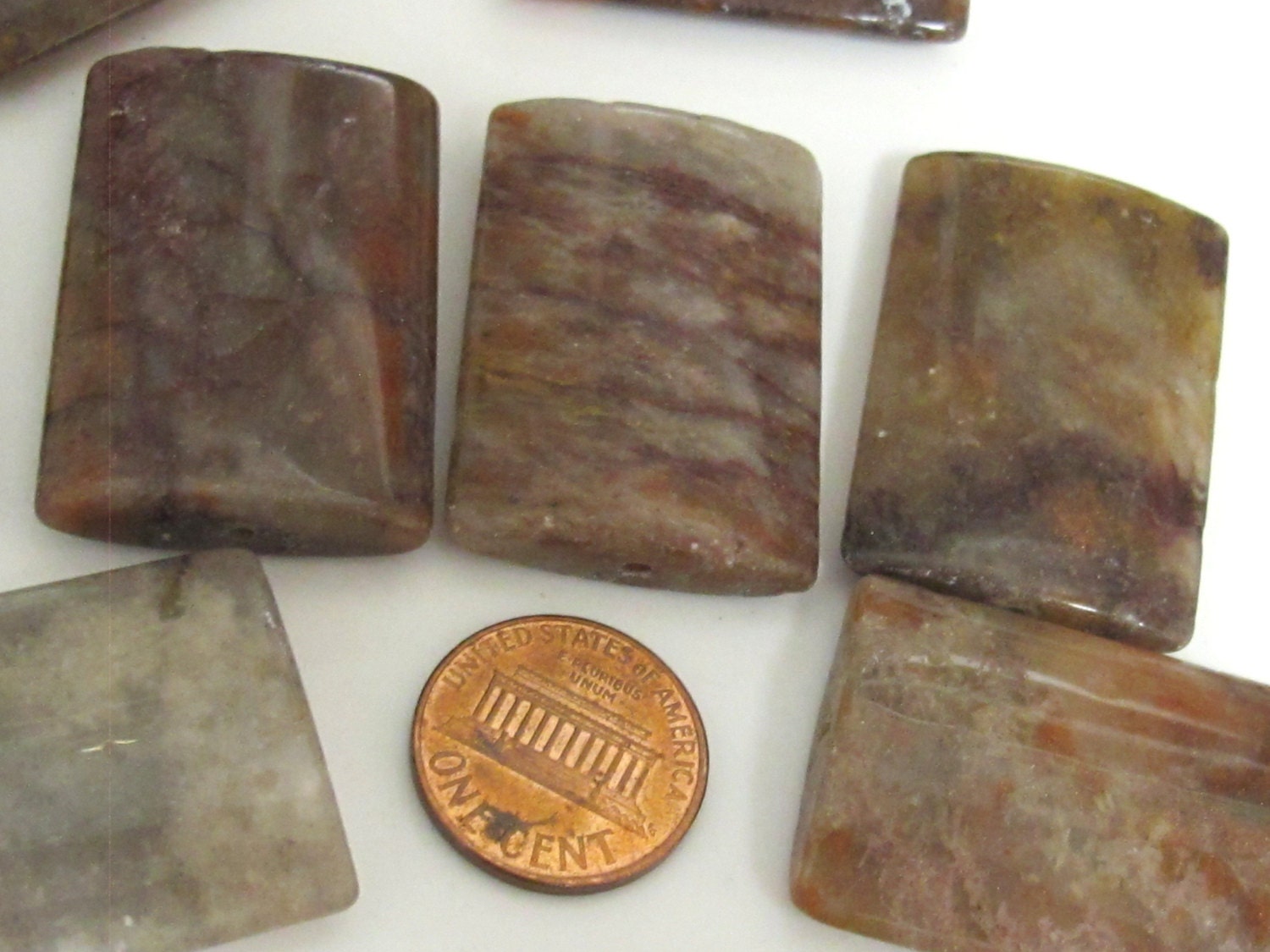 Large size Jasper column shape tiles gemstone beads 37mm long - 4 beads - GM253