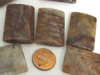 Large size Jasper column shape tiles gemstone beads 37mm long - 4 beads - GM253