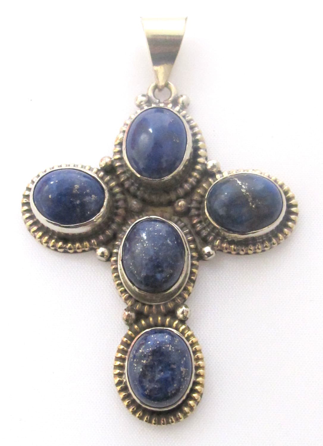 Tibetan silver himalayan Lapis Lazuli gemstone cross pendant - PM141B