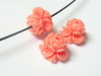 Pink lotus resin beads - 2 beads - BD446A