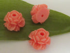Pink lotus resin beads - 2 beads - BD446A