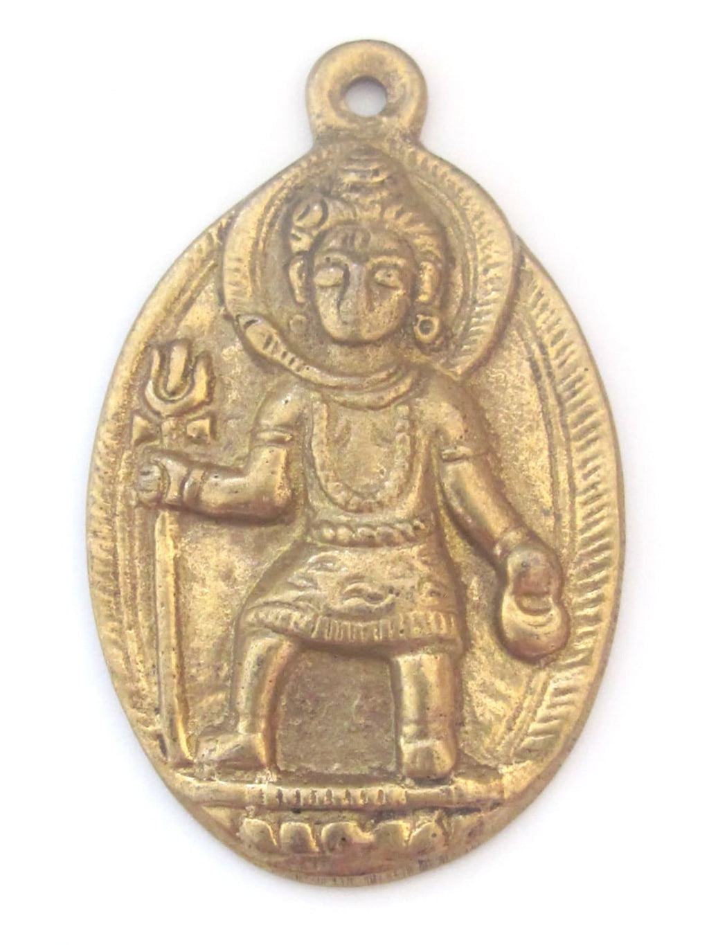 Hindu Lord Shiva with trident and snake brass pendant - 1 pendant - CP024 custom design copyright Nepalbeadshop
