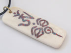 Tibetan Om with buddha eye rectangular bar shape recycled cattle bone pendant with turquoise and inlay - 1 pendant - PB071