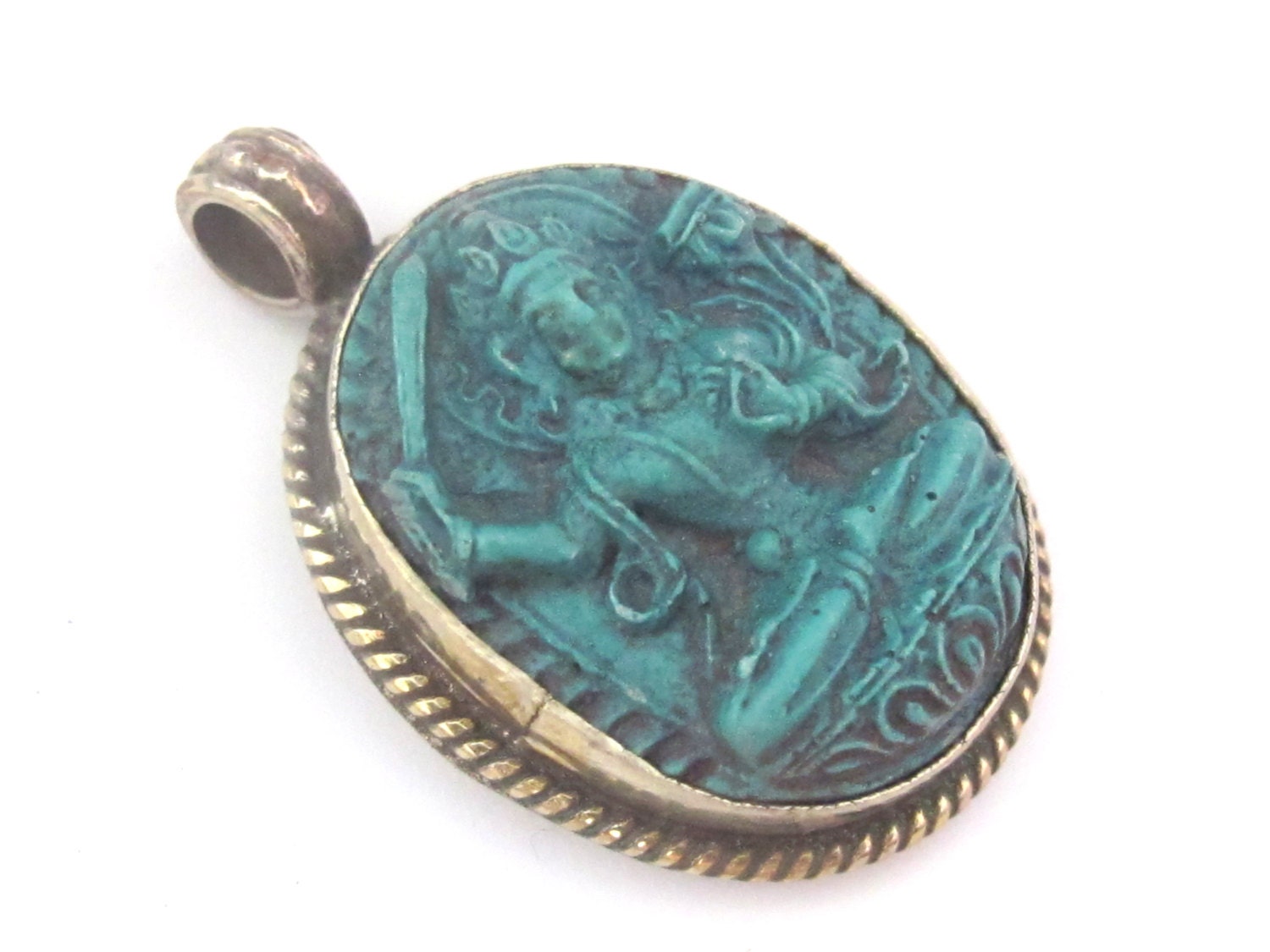Tibetan Green Manjushri pendant from Nepal - PM161A