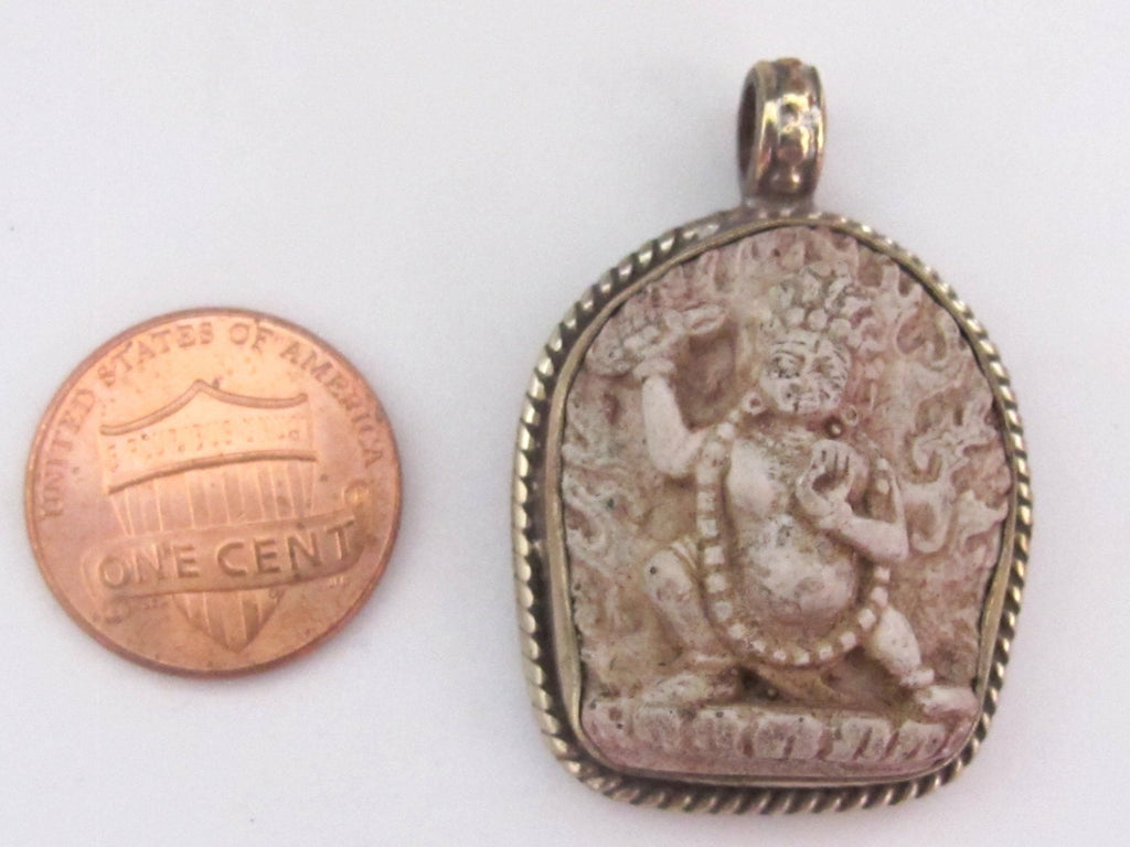 Tibetan white Vajrapani boddhisattva pendant from Nepal - PM162A