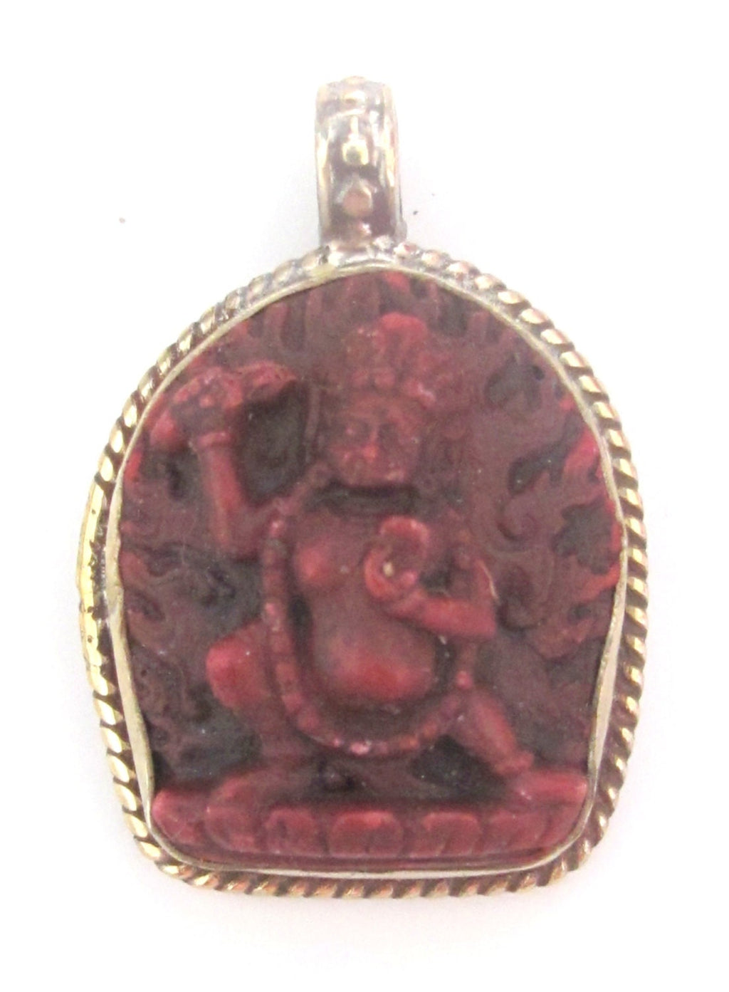 Tibetan red Vajrapani boddhisattva pendant from Nepal - PM162C