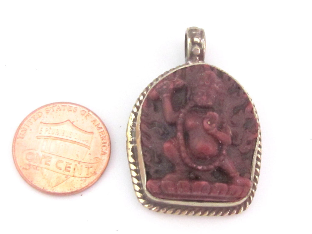 Tibetan red Vajrapani boddhisattva pendant from Nepal - PM162C