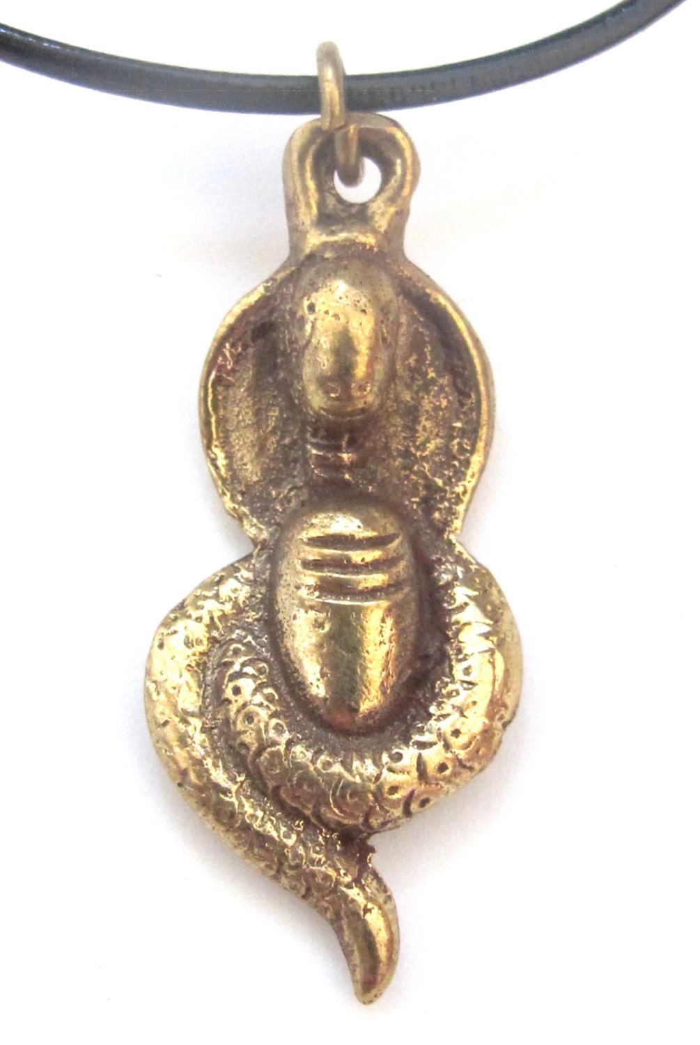 Hindu Lord Shiva lingam with snake brass pendant - CP027 custom design copyright Nepalbeadshop