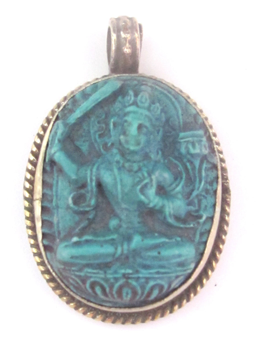 Tibetan Green Manjushri pendant from Nepal - PM161A