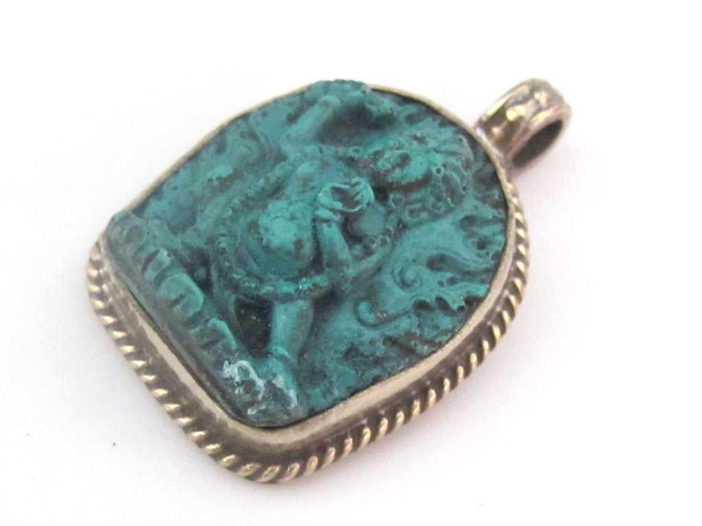 Tibetan Green Vajrapani boddhisattva pendant from Nepal - PM162B