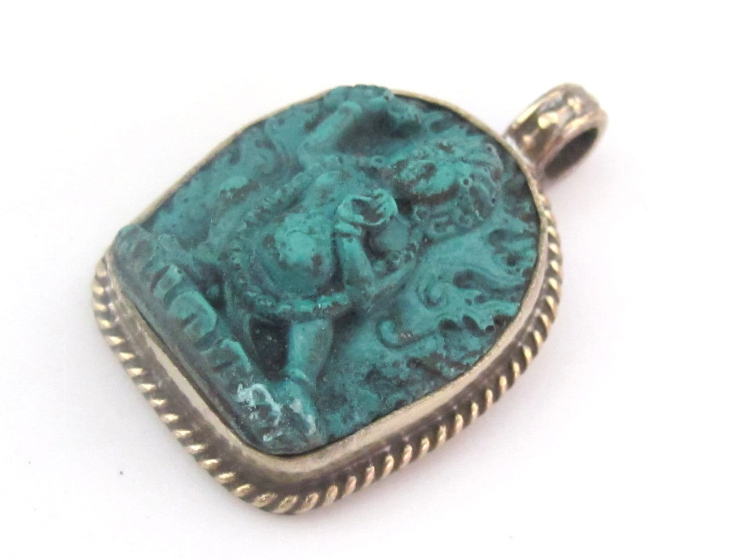 Tibetan Green Vajrapani boddhisattva pendant from Nepal - PM162B