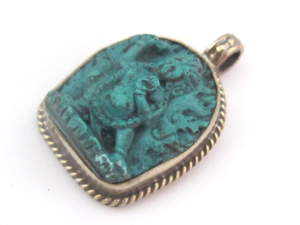 Tibetan Green Vajrapani boddhisattva pendant from Nepal - PM162B