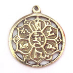 Tibetan lotus flower Om mantra brass pendant - CP030