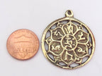 Tibetan lotus flower Om mantra brass pendant - CP030