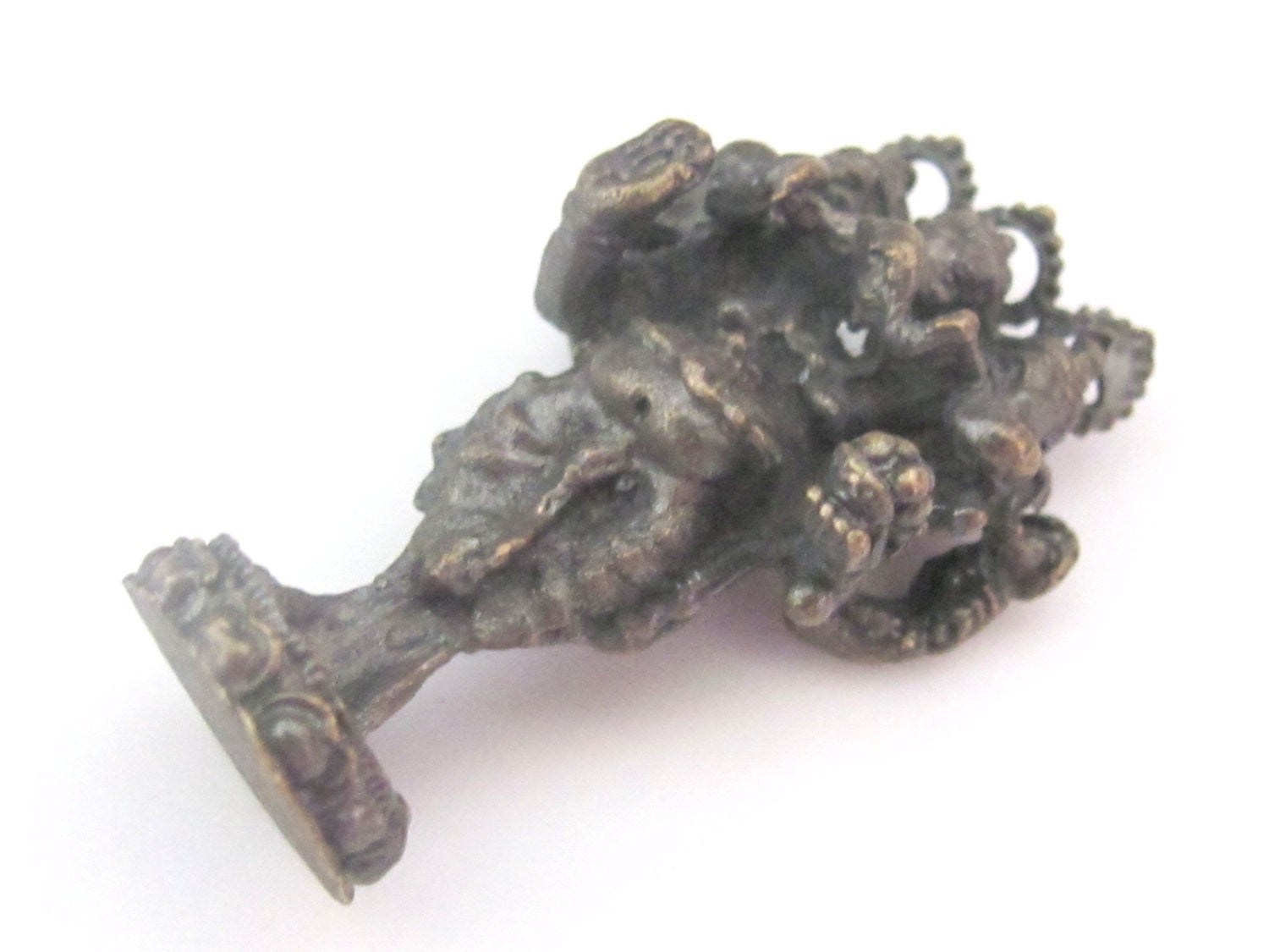 Unique Trimukh 3 head Ganesha Pendant from Nepal - PM164H