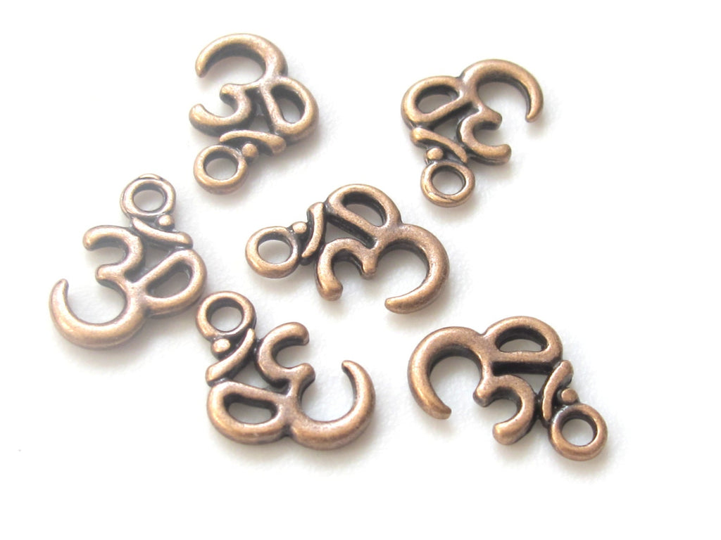 5 charms - Copper tone yoga meditation om metal charms beads - BD456