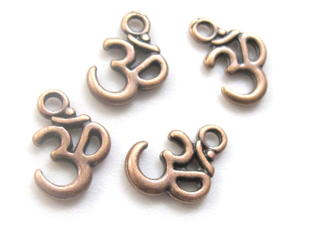 5 charms - Copper tone yoga meditation om metal charms beads - BD456