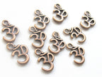5 charms - Copper tone yoga meditation om metal charms beads - BD456