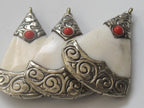 Triangle shape Tibetan silver encased naga conch shell pendant - 1 pendant - SP019