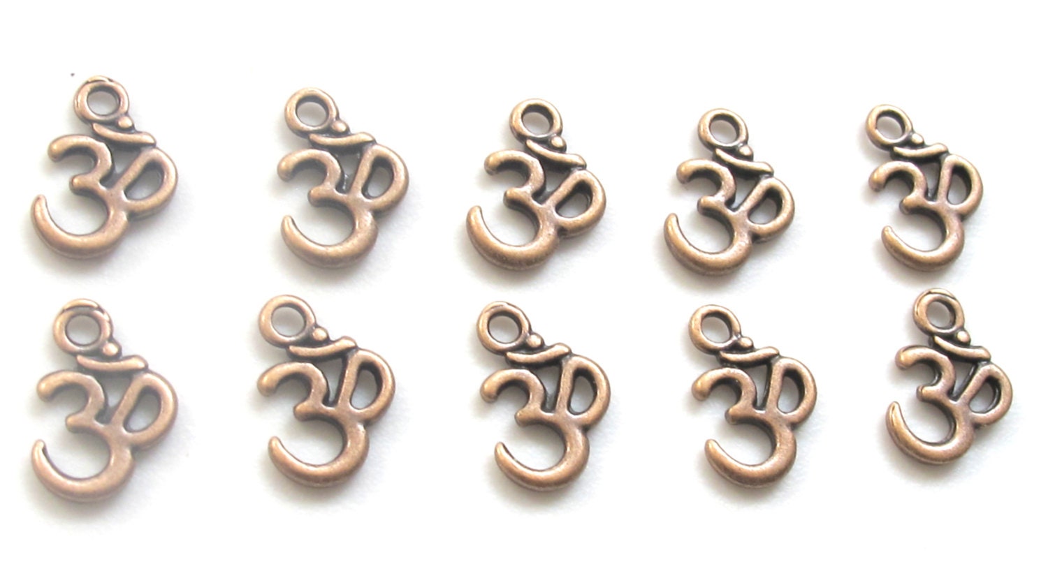 5 charms - Copper tone yoga meditation om metal charms beads - BD456
