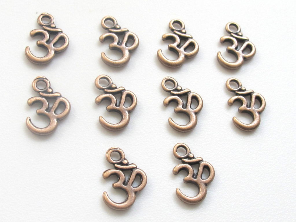 5 charms - Copper tone yoga meditation om metal charms beads - BD456