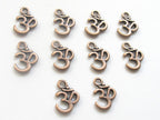5 charms - Copper tone yoga meditation om metal charms beads - BD456