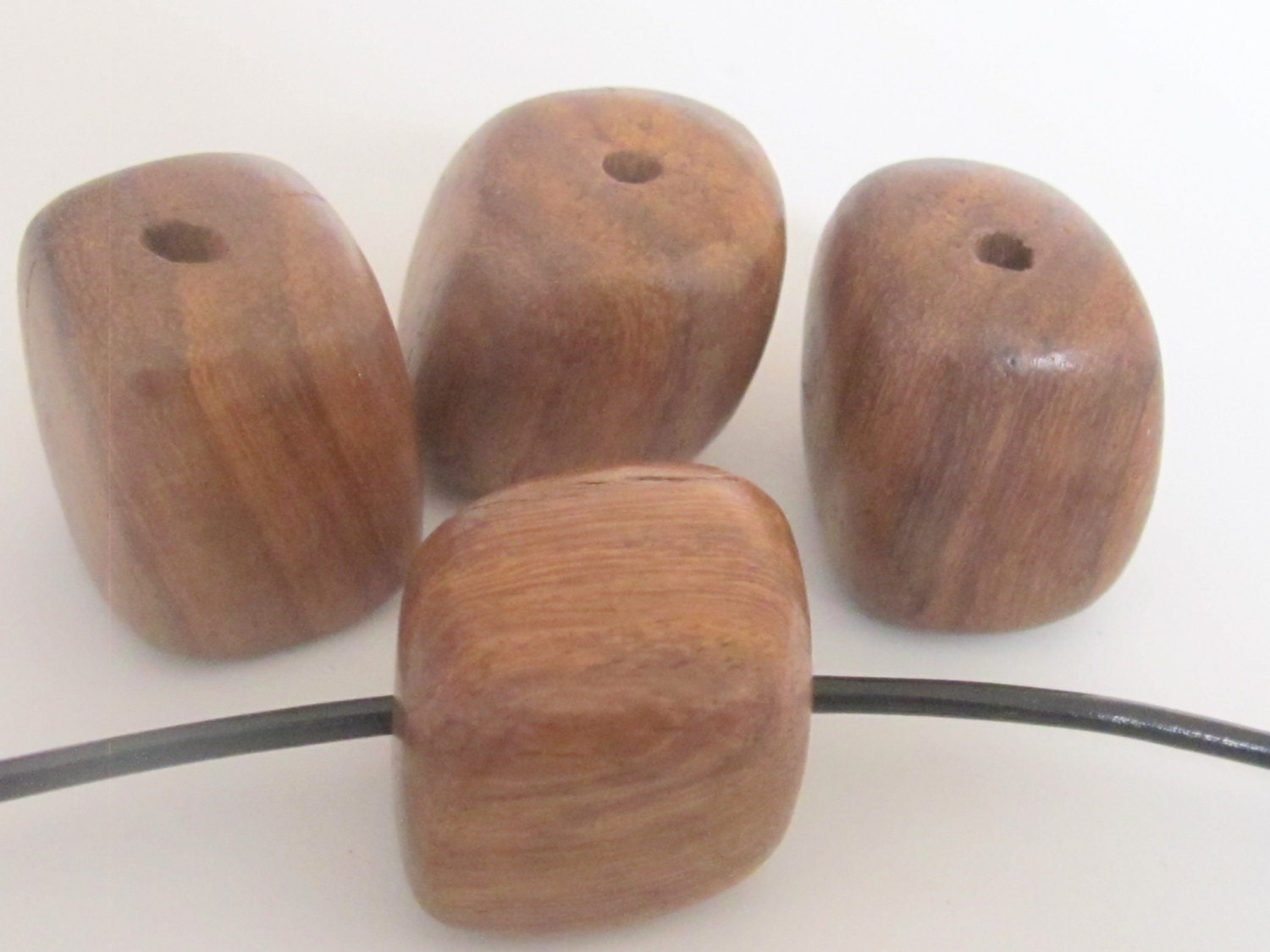 Thick trapezoid cube cut wooden beads from Nepal - 4 beads - BD457