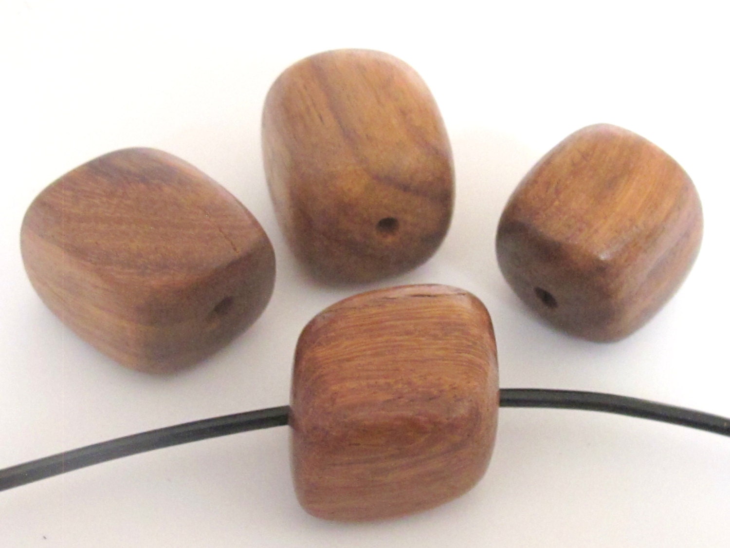 Thick trapezoid cube cut wooden beads from Nepal - 4 beads - BD457