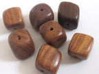 Thick trapezoid cube cut wooden beads from Nepal - 4 beads - BD457