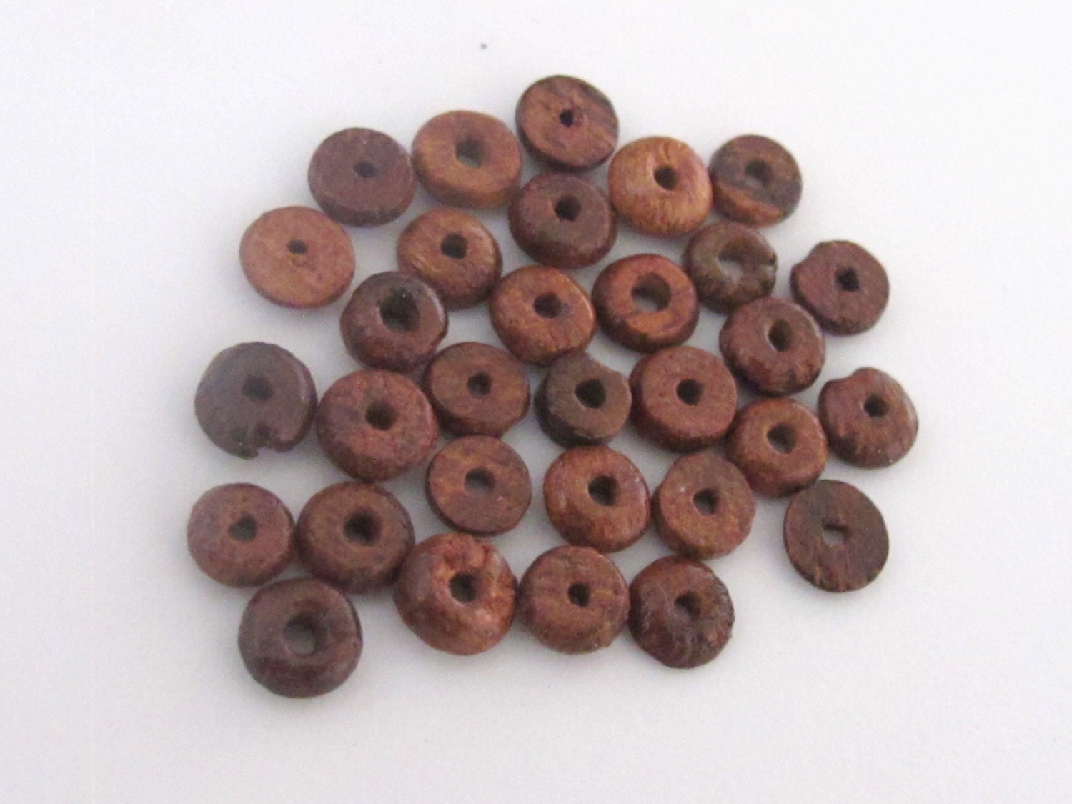 25 Beads - Small size Brown color spacer donut wood beads 5 mm- BD458