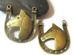 Horse shoe shape metal charm pendant - 4 pieces - BD463C