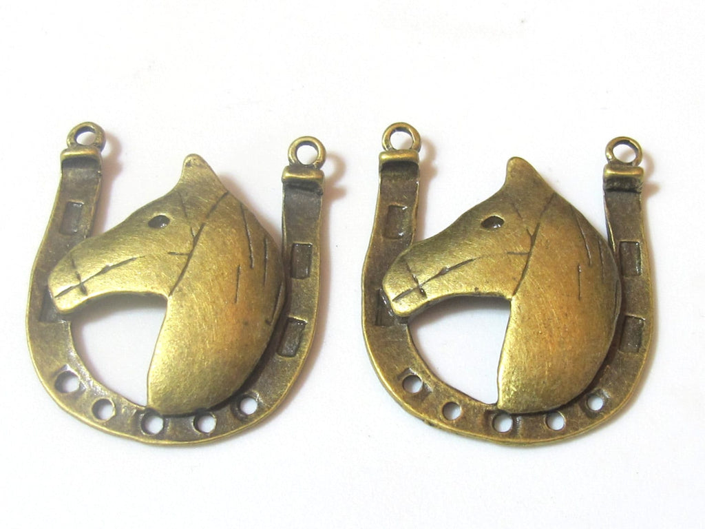 Horse shoe shape metal charm pendant - 4 pieces - BD463C