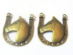 Horse shoe shape metal charm pendant - 4 pieces - BD463C
