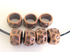 Copper tone color animal skin theme design large hole ring shape metal alloy beads - 4 beads set - BD467