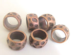 Copper tone color animal skin theme design large hole ring shape metal alloy beads - 4 beads set - BD467