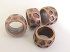 Copper tone color animal skin theme design large hole ring shape metal alloy beads - 4 beads set - BD467
