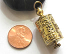 Tibetan Om Mantra light-weight with auspicious symbols spinnable prayer wheel brass pendant with scroll - SP021