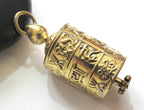 Tibetan Om Mantra light-weight with auspicious symbols spinnable prayer wheel brass pendant with scroll - SP021
