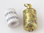Tibetan Om Mantra light-weight with auspicious symbols spinnable prayer wheel brass pendant with scroll - SP021
