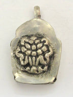 Tibetan silver ashtamangala Lotus flower symbol Ghau prayer box amulet pendant - PM178G