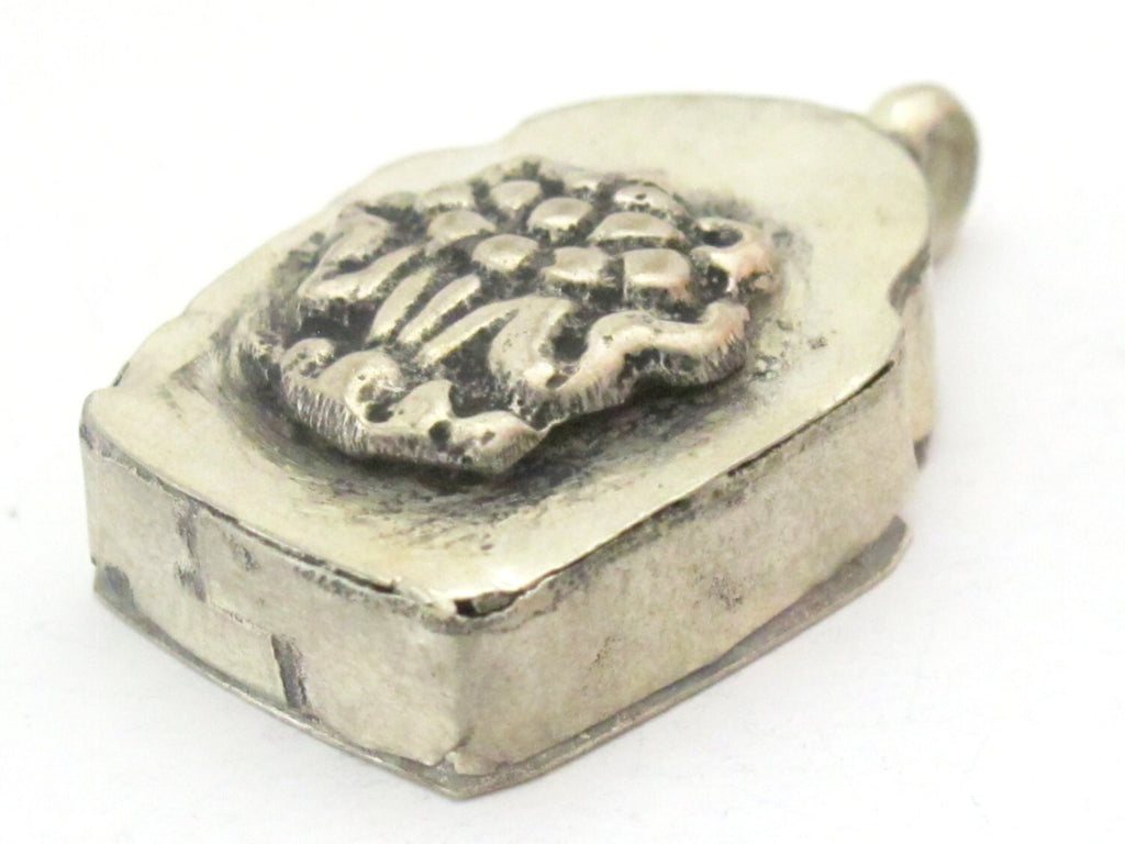 Tibetan silver ashtamangala Lotus flower symbol Ghau prayer box amulet pendant - PM178G