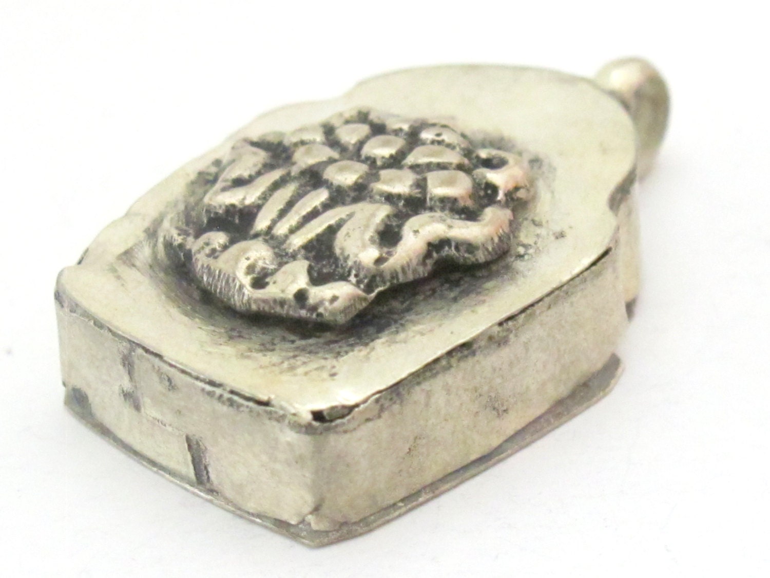 Tibetan silver ashtamangala Lotus flower symbol Ghau prayer box amulet pendant - PM178G