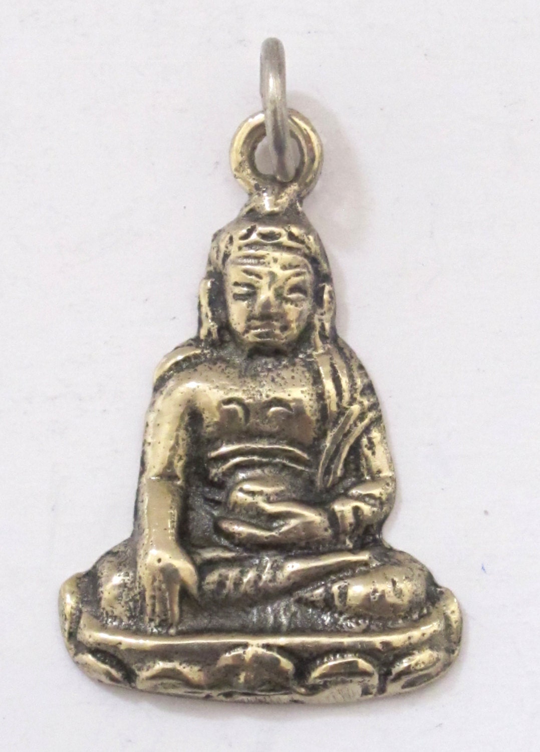 Tibetan brass Buddha charm pendant from Nepal - CP031D