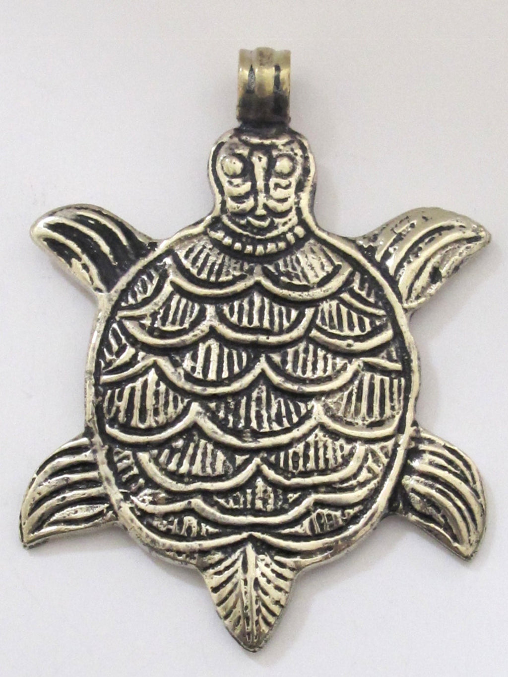 Gorgeous Large size Tibetan antiqued silver finish Turtle pendant Nepal - PM190
