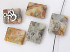 4 BEADS - Natural Crazy lace agate tile beads - GM264