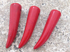 Red color long tooth shape pendant sticks - 2 beads - GM266