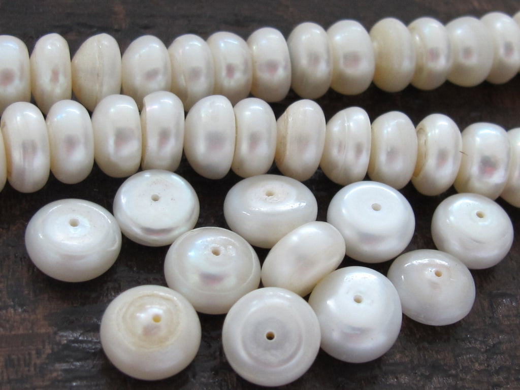 20 BEADS - Natural freshwater cultured cultured pearl rondelle shape beads - PL017