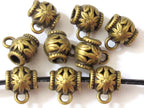 4 BEADS - Floral design Bronze connector bail beads - BD509